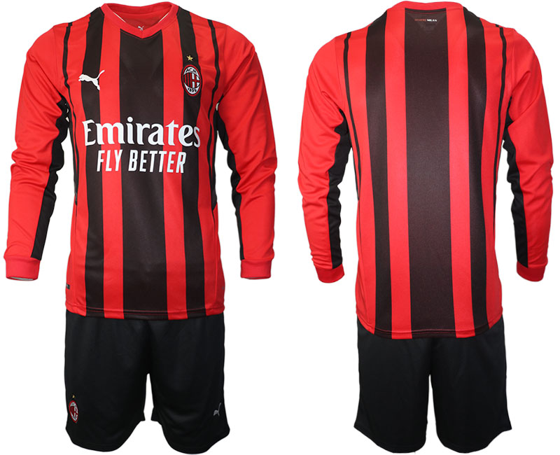 AC milan home long sleeve 2021/22 Soccer Kit